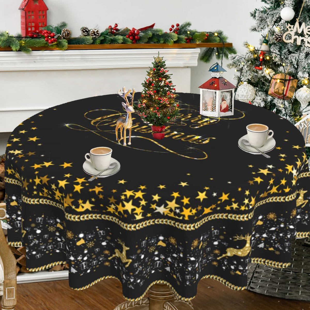 Christmas Round Tablecloth for Festive Holiday Tables