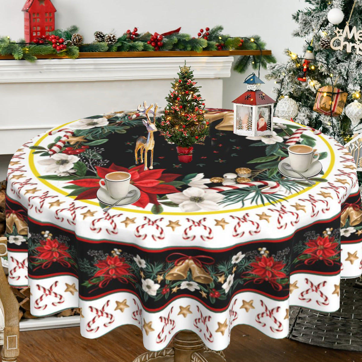 Christmas Round Tablecloth for Festive Holiday Tables
