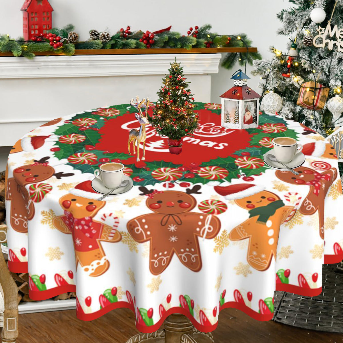 Christmas Round Tablecloth for Festive Holiday Tables