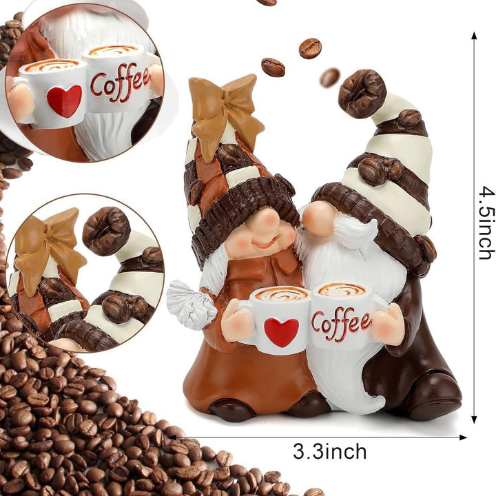 Christmas Coffee Dwarf Couple Resin Decor Gift Set