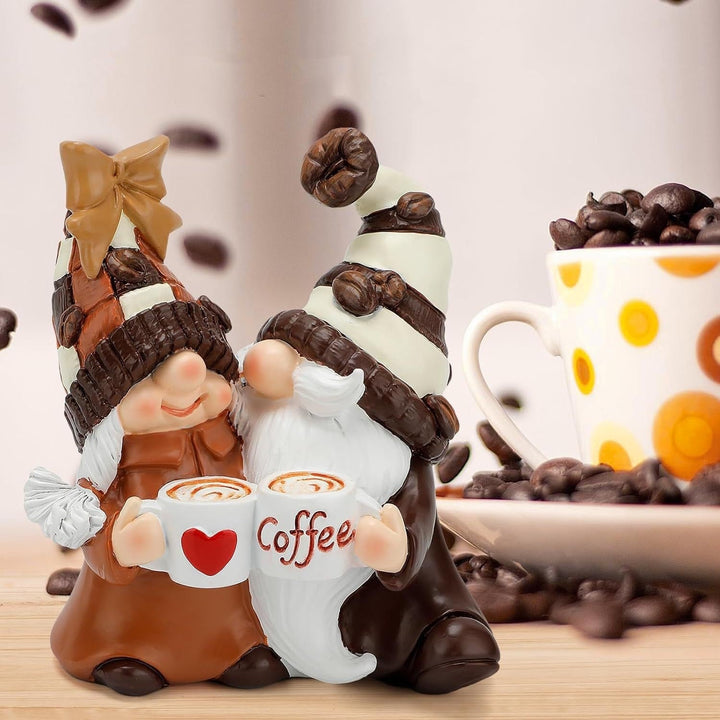 Christmas Coffee Dwarf Couple Resin Decor Gift Set