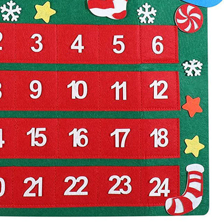 Christmas Countdown Calendar with 24 Felt Pockets