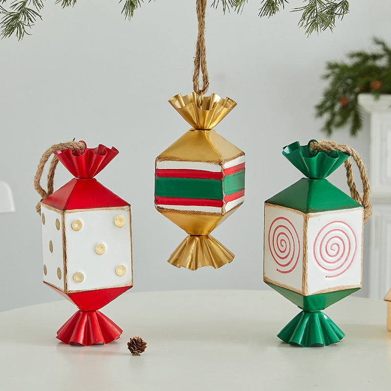 Candy-Shaped Iron Christmas Ornaments, 3-Piece Set