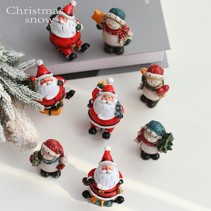 Resin Snowman & Reindeer Ornament Set for Christmas Trees