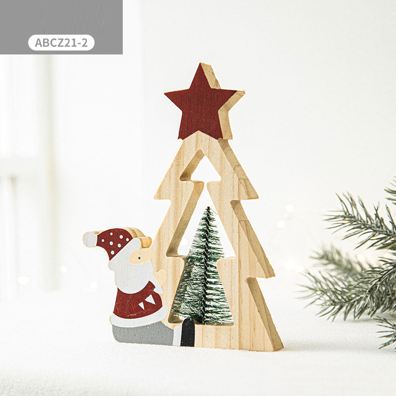 Wooden Santa Star Ornament Set for Rustic Christmas Decor