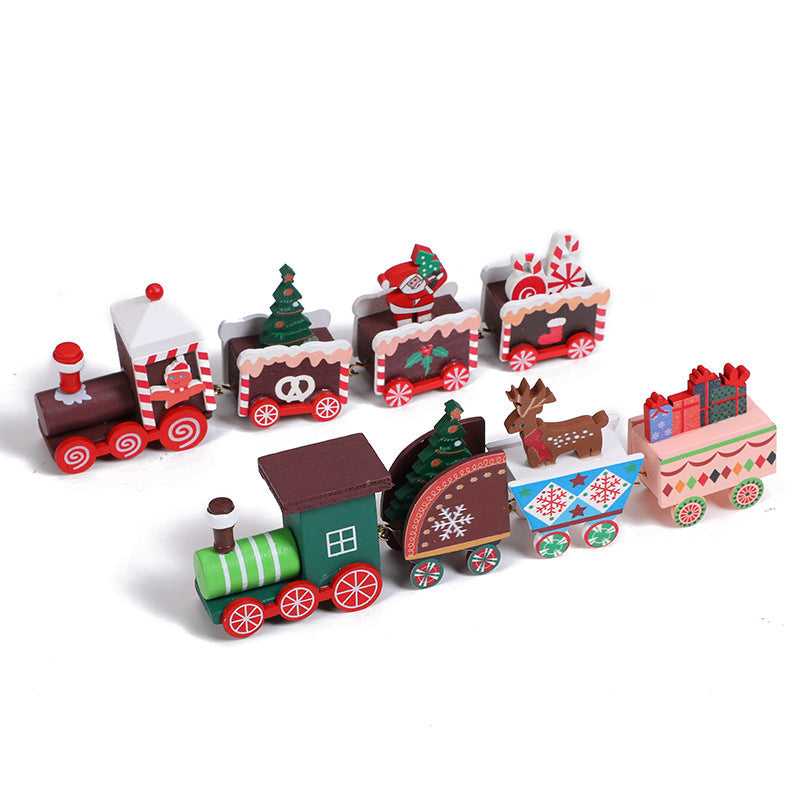 Wooden Christmas Train Decoration for Festive Tables