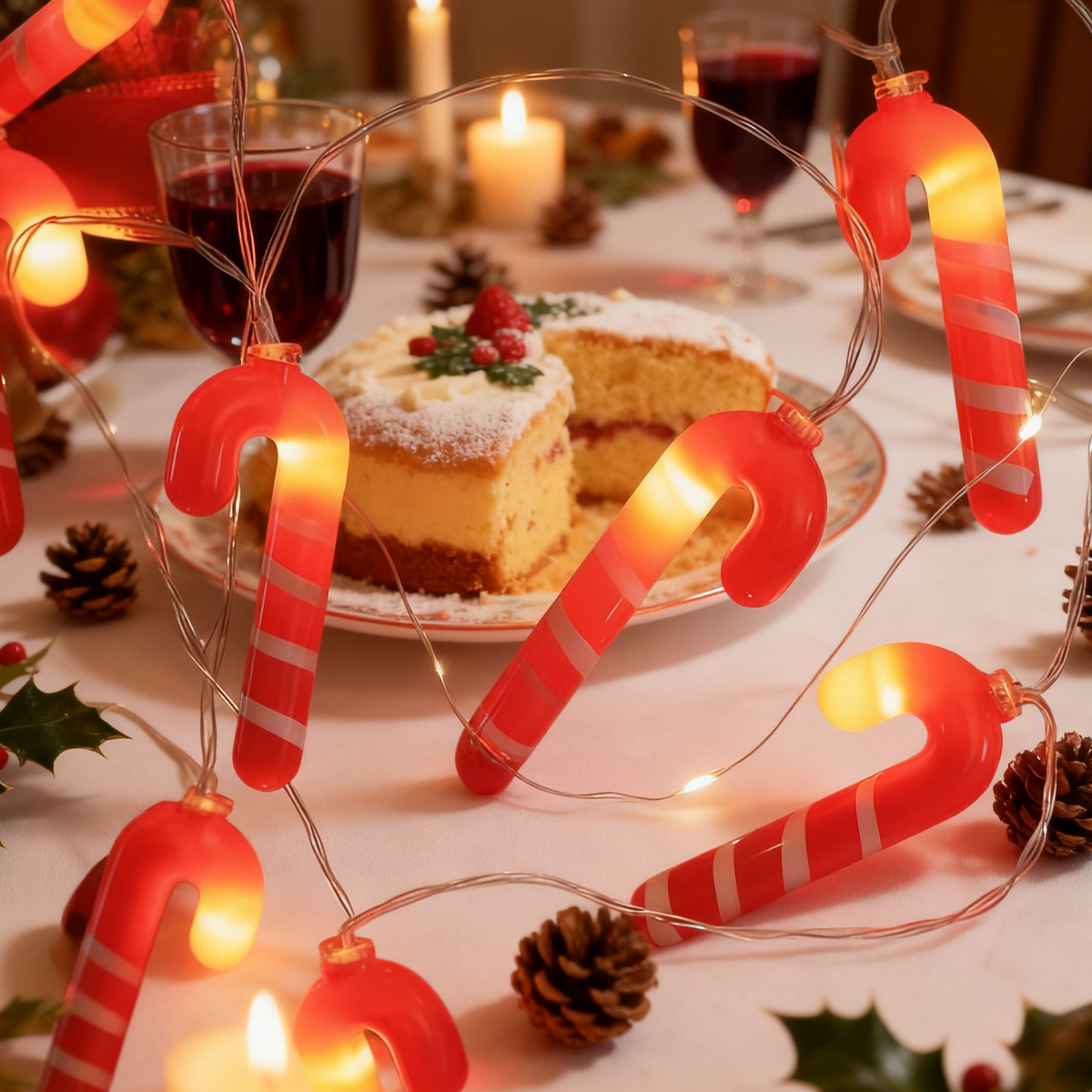 LED Candy Cane String Lights for a Warm Holiday Glow
