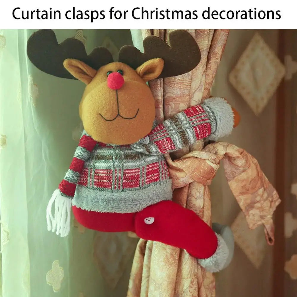 Plush Reindeer Curtain Buckle for Christmas Windows