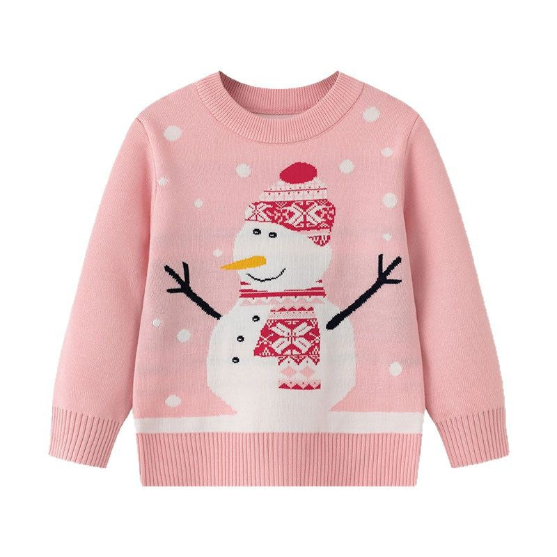 Girls Christmas Snowman Knit Sweater Festive Layer