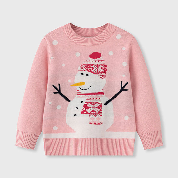 Girls Christmas Snowman Knit Sweater Festive Layer