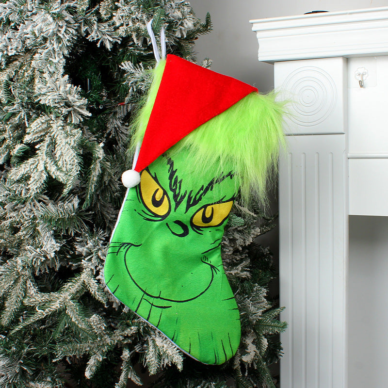 Grinch Christmas Stocking Gift Bag for Playful Decor