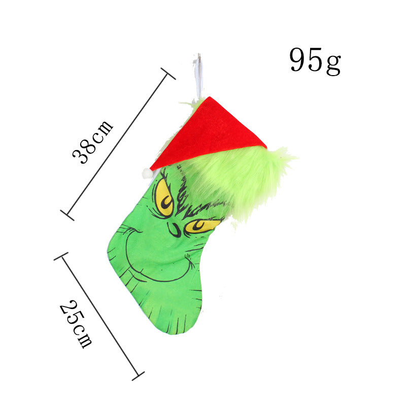 Grinch Christmas Stocking Gift Bag for Playful Decor