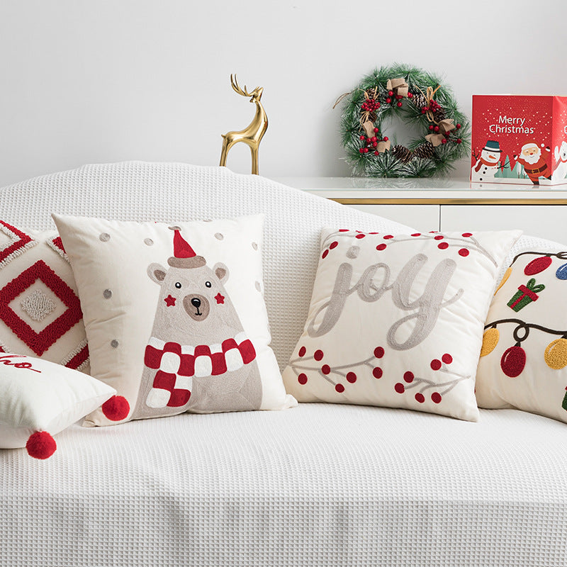 Christmas Embroidered Pillow Covers for Cozy Holiday Decor