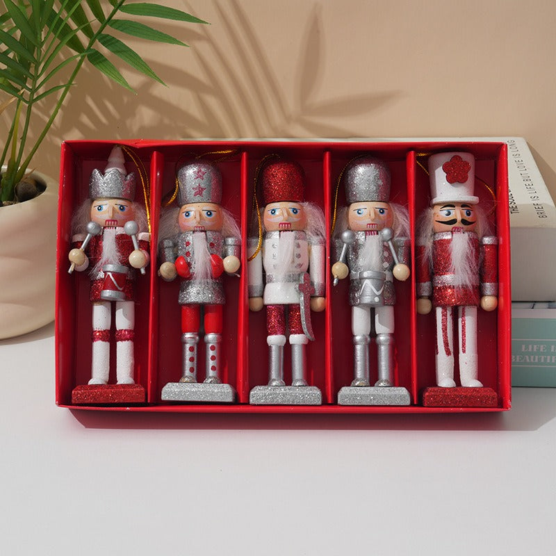 Christmas Nutcracker Ornaments, 5-Piece Festive Set