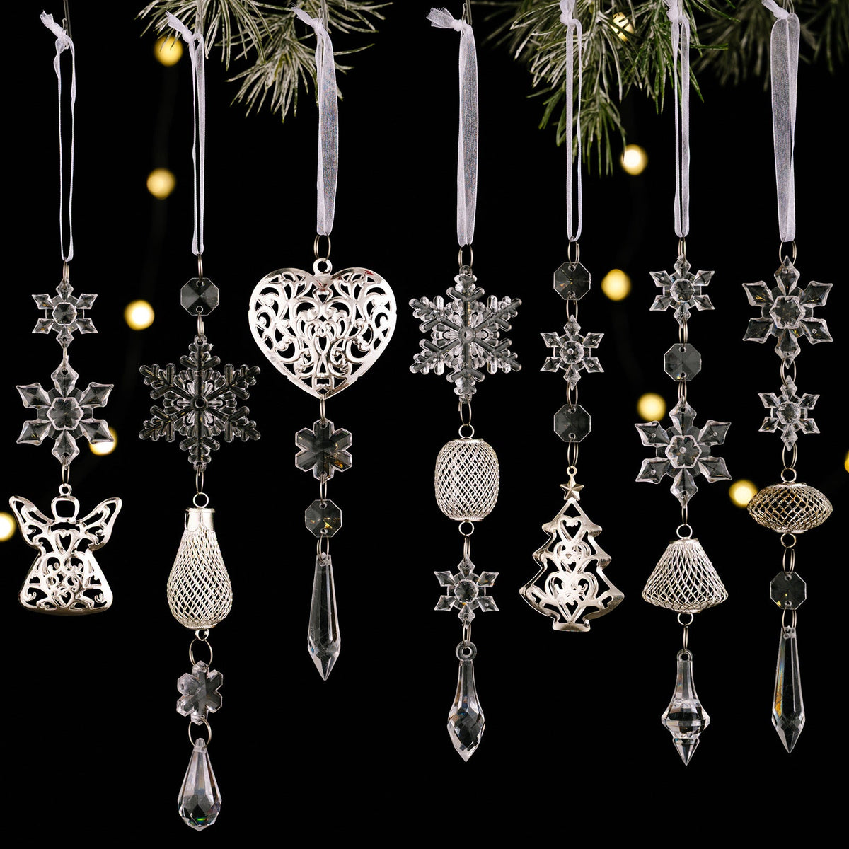 Crystal Snowflake Tree Ornament – Elegant Winter Sparkle