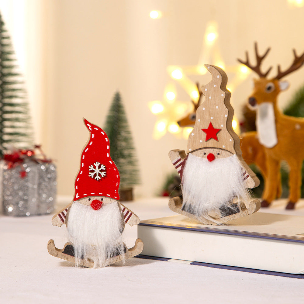 Christmas Wooden Santa Sleigh Ornament for Small Spaces