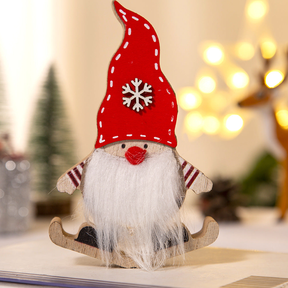 Christmas Wooden Santa Sleigh Ornament for Small Spaces