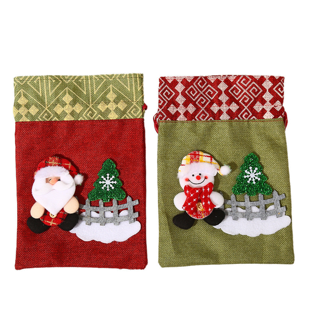 Christmas Gift Bags Set of 2 Reusable Snowman Pouches