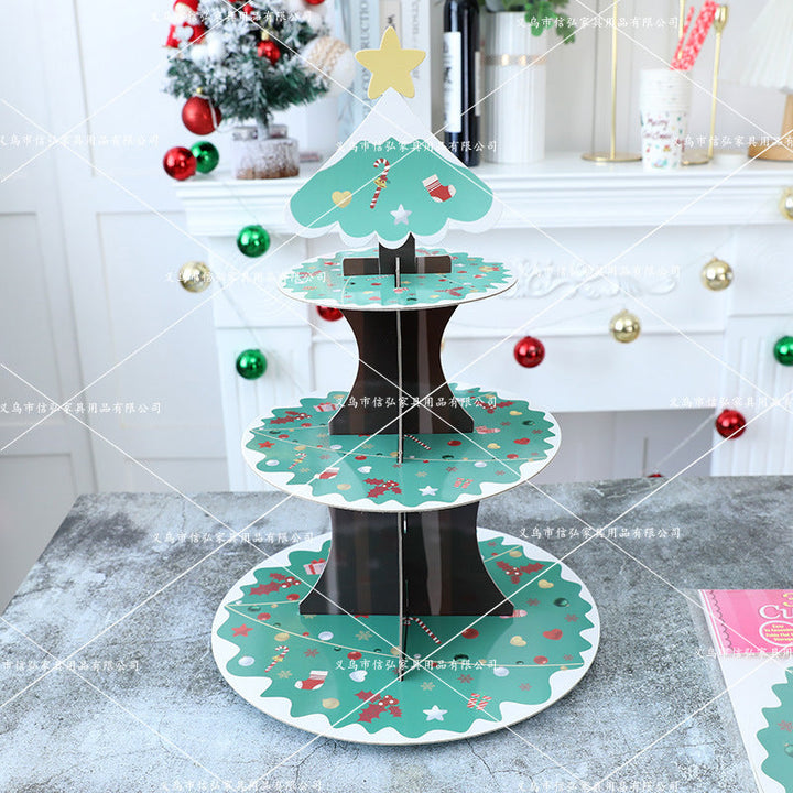 Three-Tier Christmas Cake Stand Dessert Table Display