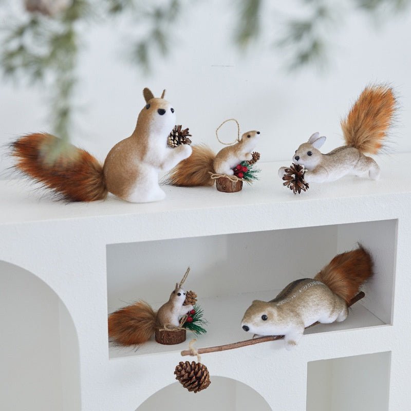 Christmas Squirrel Ornaments for Woodland Tree Character