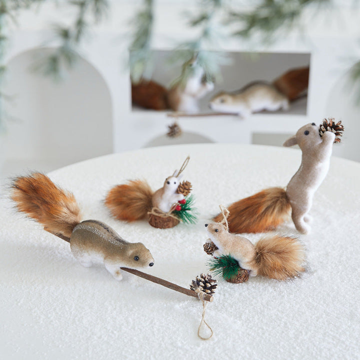 Christmas Squirrel Ornaments for Woodland Tree Character