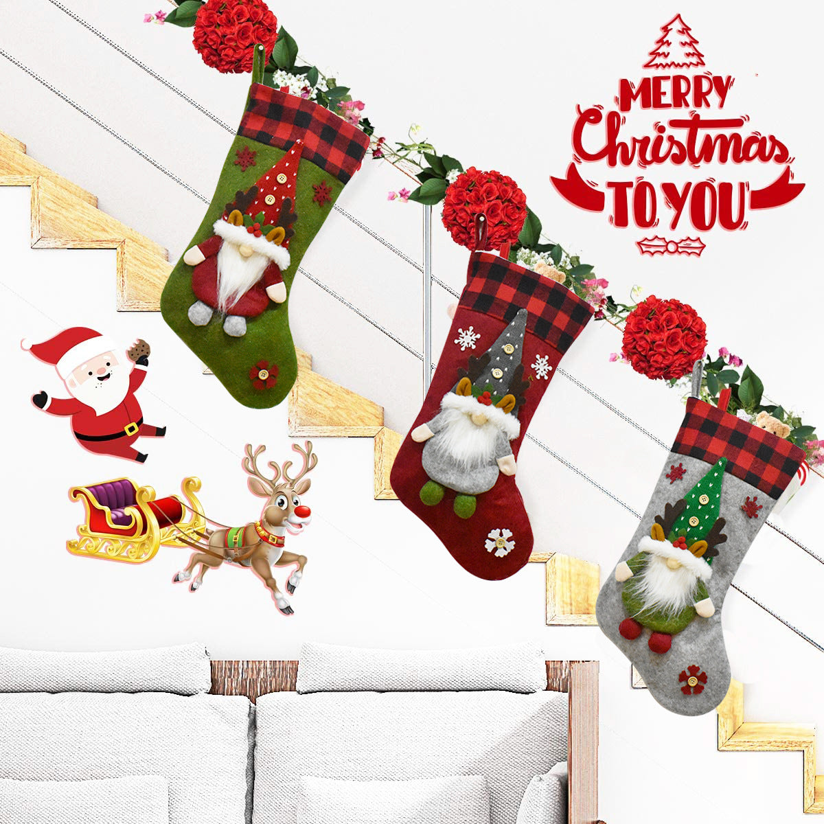 Christmas Santa Stocking for Festive Holiday Display