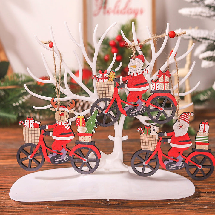 Wooden Christmas Bicycle Ornament for Rustic Cheer