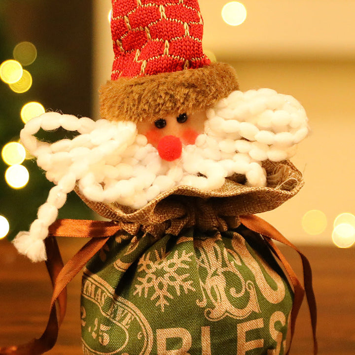 Christmas Gift Bags With Plush Snowman & Santa Decor