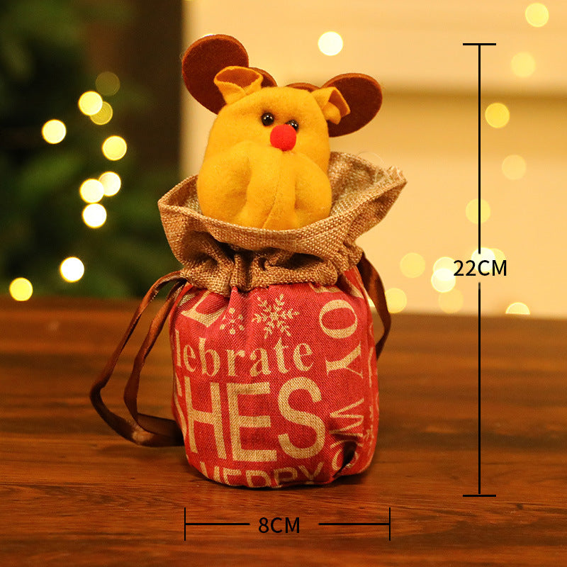 Christmas Gift Bags With Plush Snowman & Santa Decor