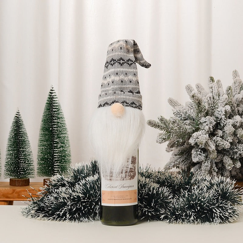 Christmas Wine Bottle Cover for Festive Gnome Decor