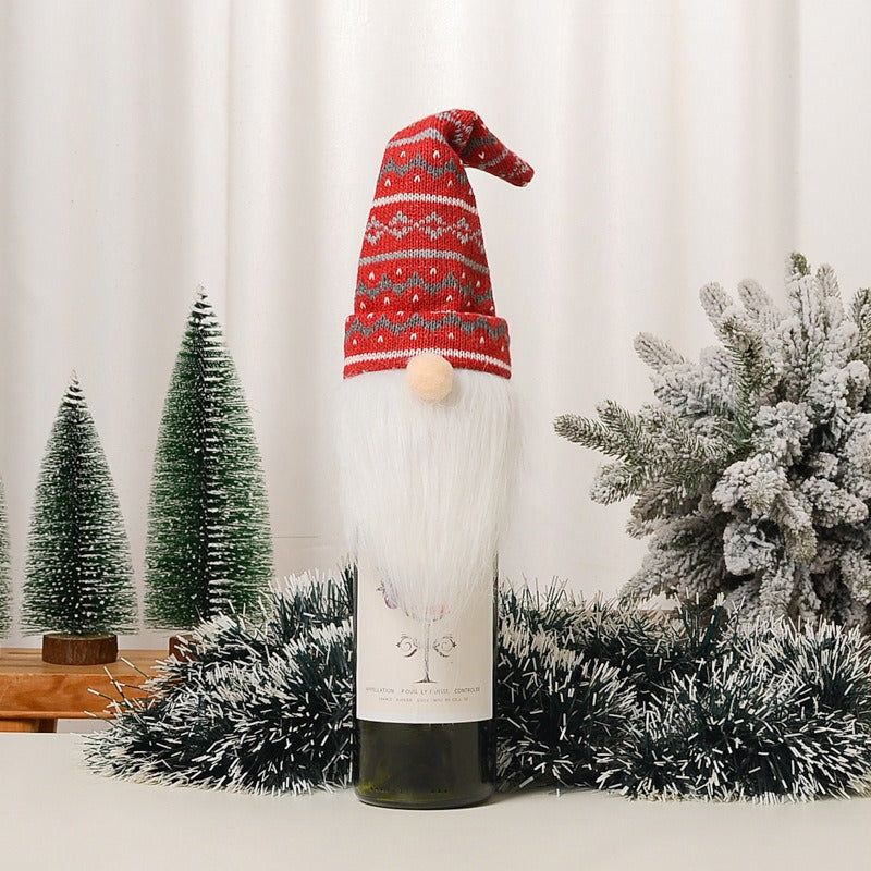 Christmas Wine Bottle Cover for Festive Gnome Decor