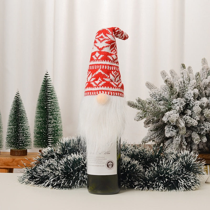 Christmas Wine Bottle Cover for Festive Gnome Decor