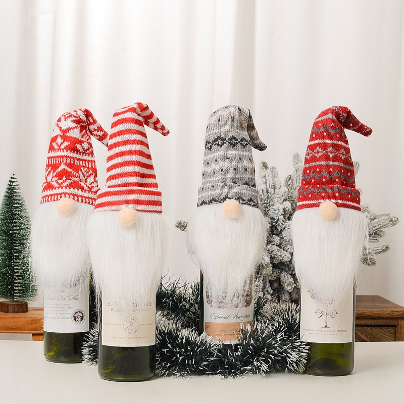 Christmas Wine Bottle Cover for Festive Gnome Decor