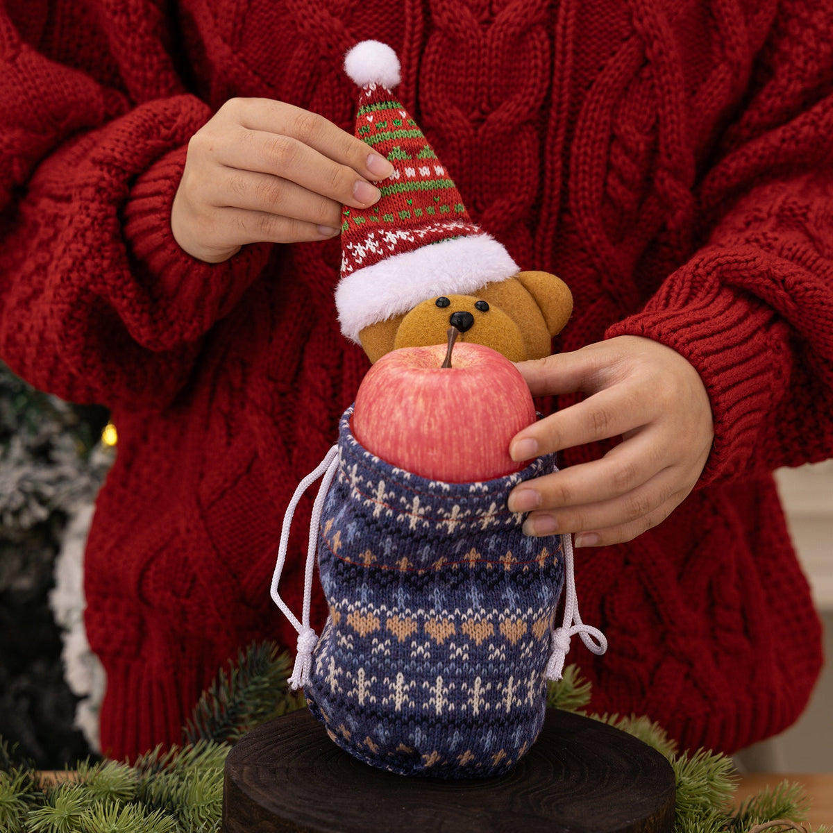 Christmas Knitted Gift Bags for Festive Small Gifts