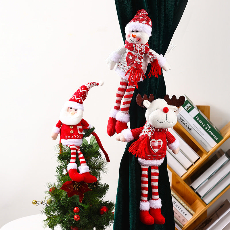 Knitted Santa Curtain Pendants – Set of 3 Christmas Decor
