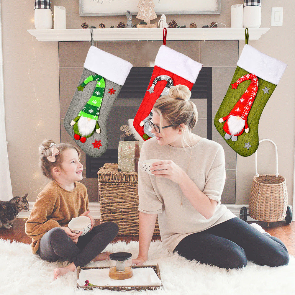 Knitted Christmas Stocking Set for Festive Mantels