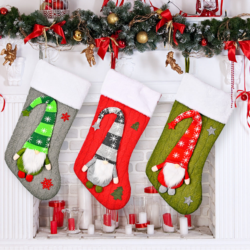 Knitted Christmas Stocking Set for Festive Mantels