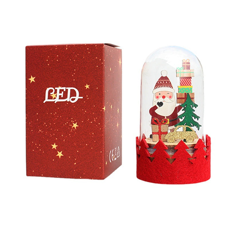 LED Wooden Santa Figurine Dome — Christmas Window Decor