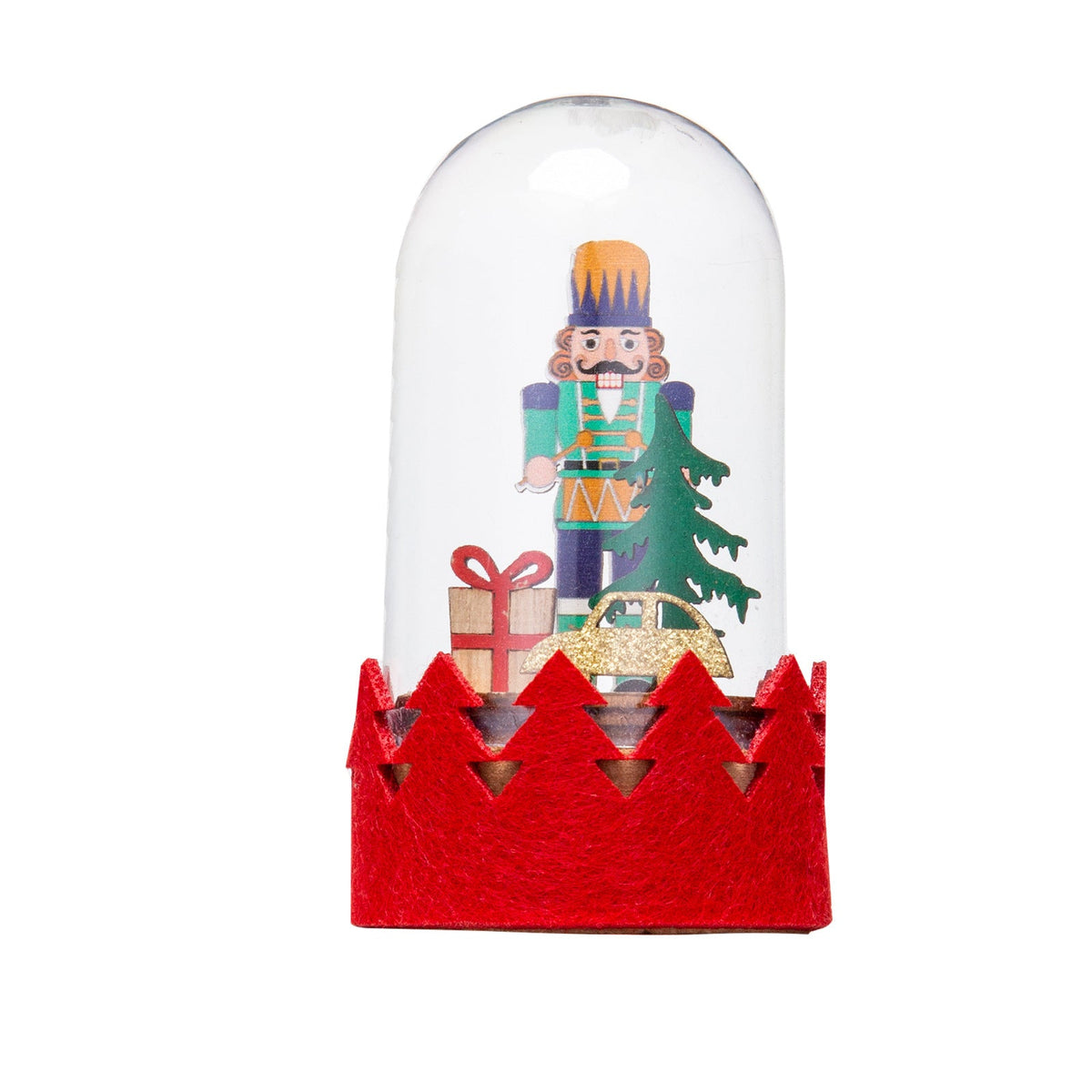 LED Wooden Santa Figurine Dome — Christmas Window Decor