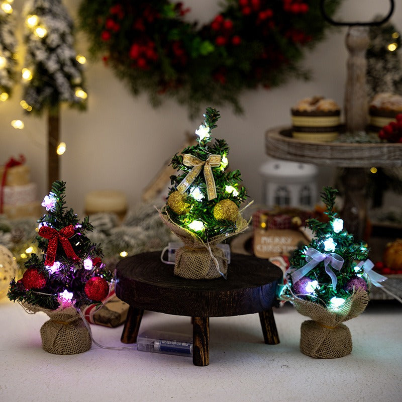 Mini Christmas Tree With Colorful Lights and Decor