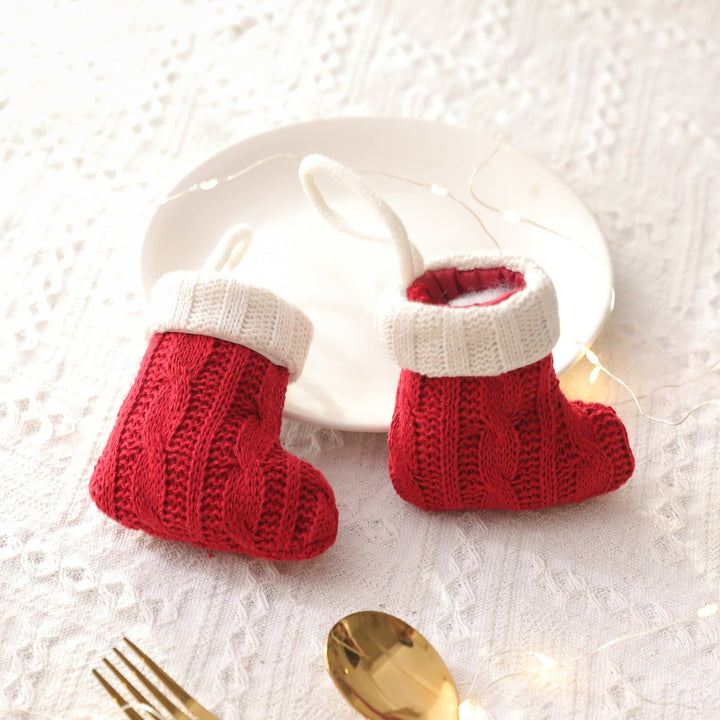 Mini Knitted Christmas Stockings for Festive Tables