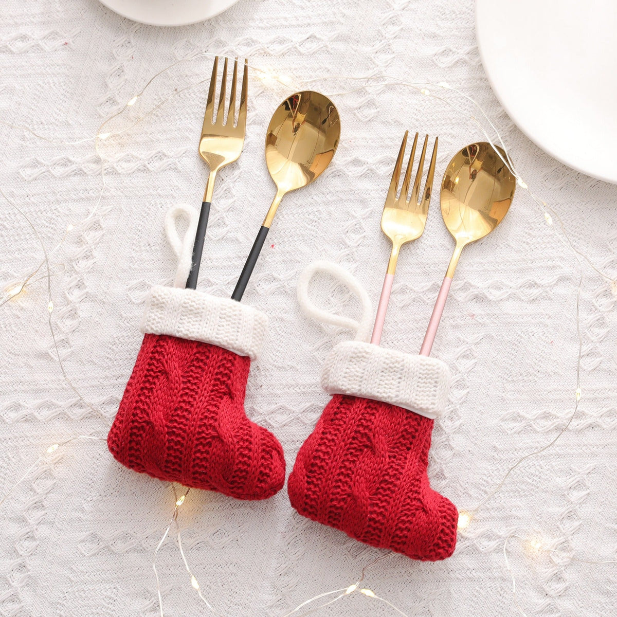 Mini Knitted Christmas Stockings for Festive Tables