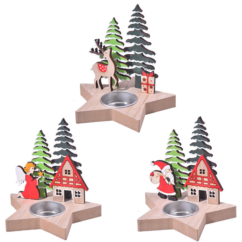 Christmas Wooden Candle Holder for Cozy Table Decor
