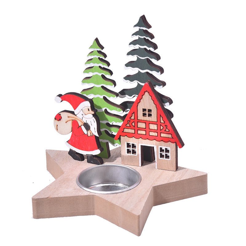 Christmas Wooden Candle Holder for Cozy Table Decor