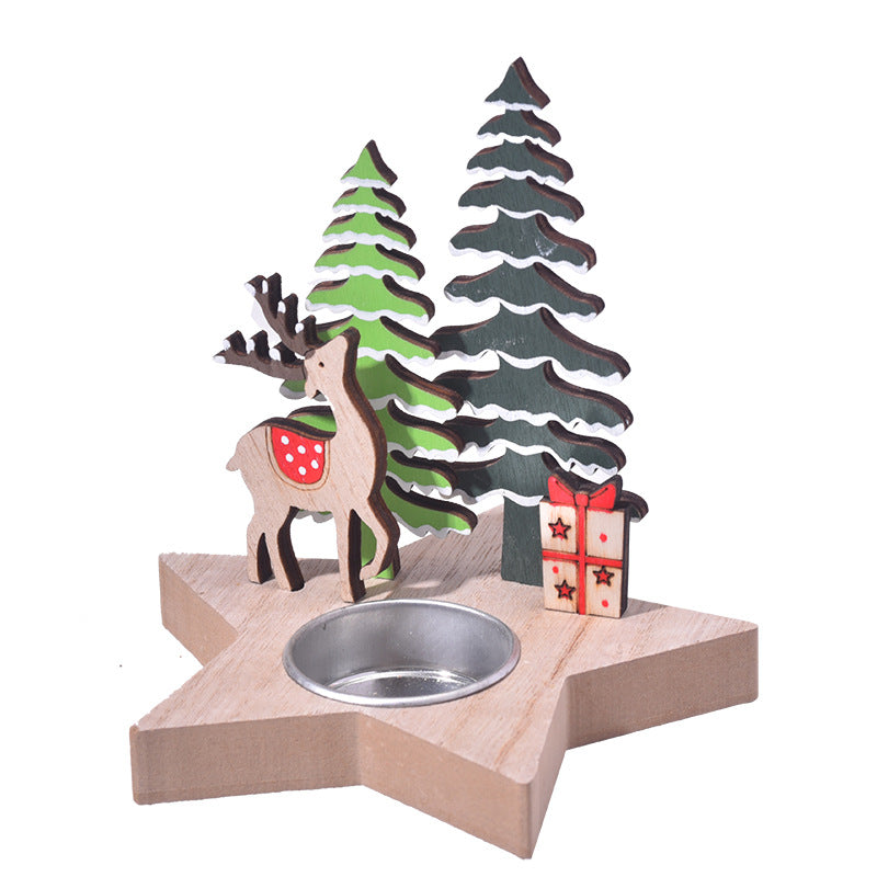 Christmas Wooden Candle Holder for Cozy Table Decor
