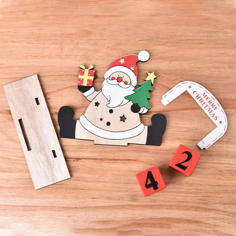 Wooden Christmas Countdown Calendar for Tabletop Cheer