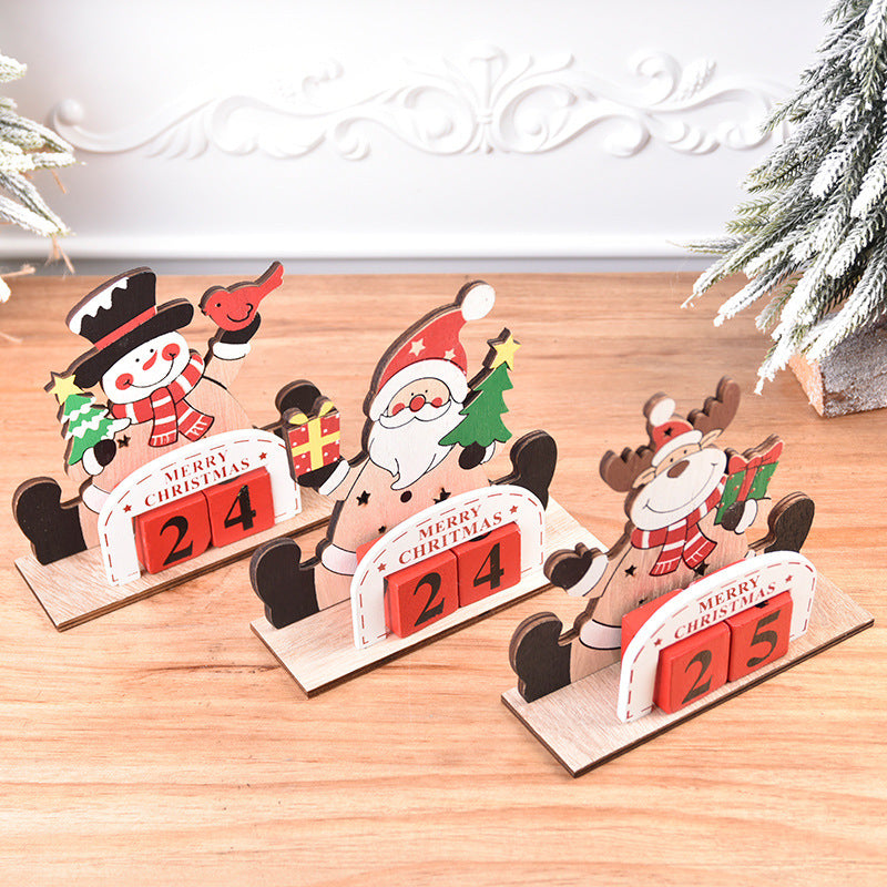 Wooden Christmas Countdown Calendar for Tabletop Cheer