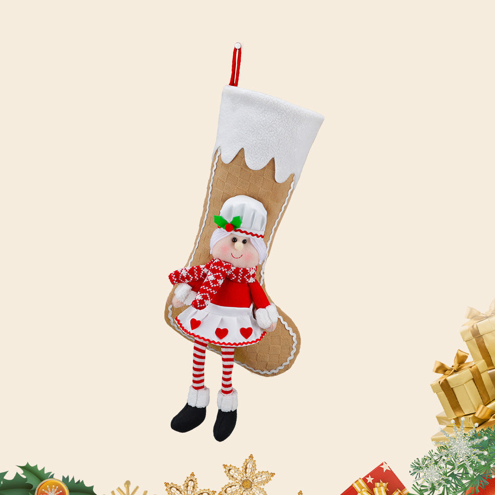 Christmas Chef & Santa Stocking Set for Festive Mantels