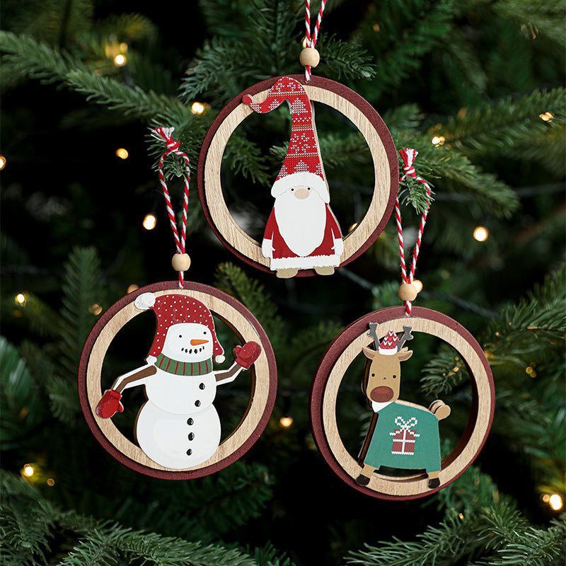 Wooden Christmas Ornaments Set for Rustic Holiday Cheer