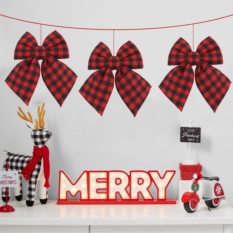 Plaid Christmas Bow Ornament for Festive Holiday Decor